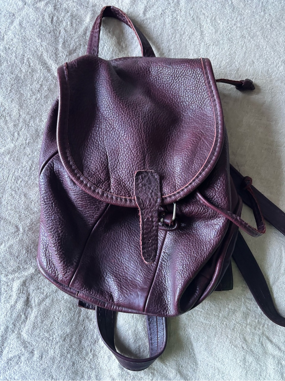 Pepple Textured Leather Backpack in Deep Burgundy
